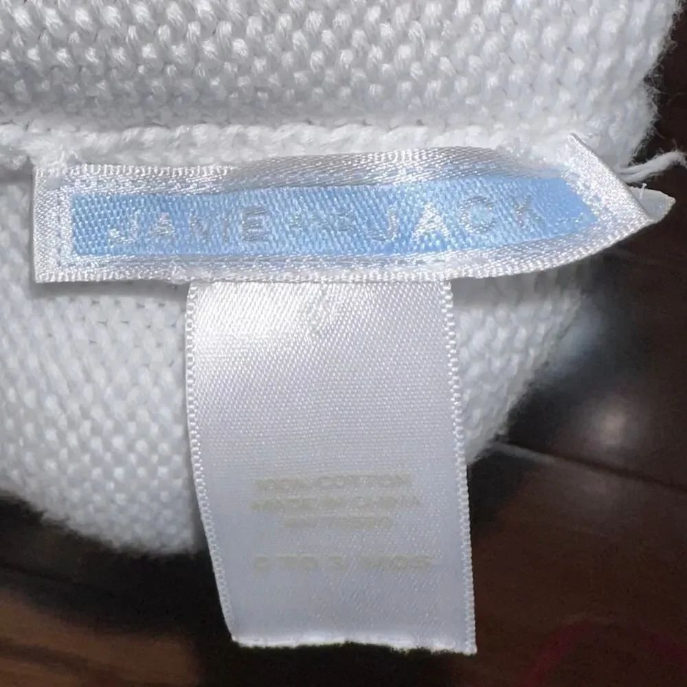 Janie and Jack White Blue Baby Boy Embroidered Dog Puppy Cotton Beanie Cap 0-3M
